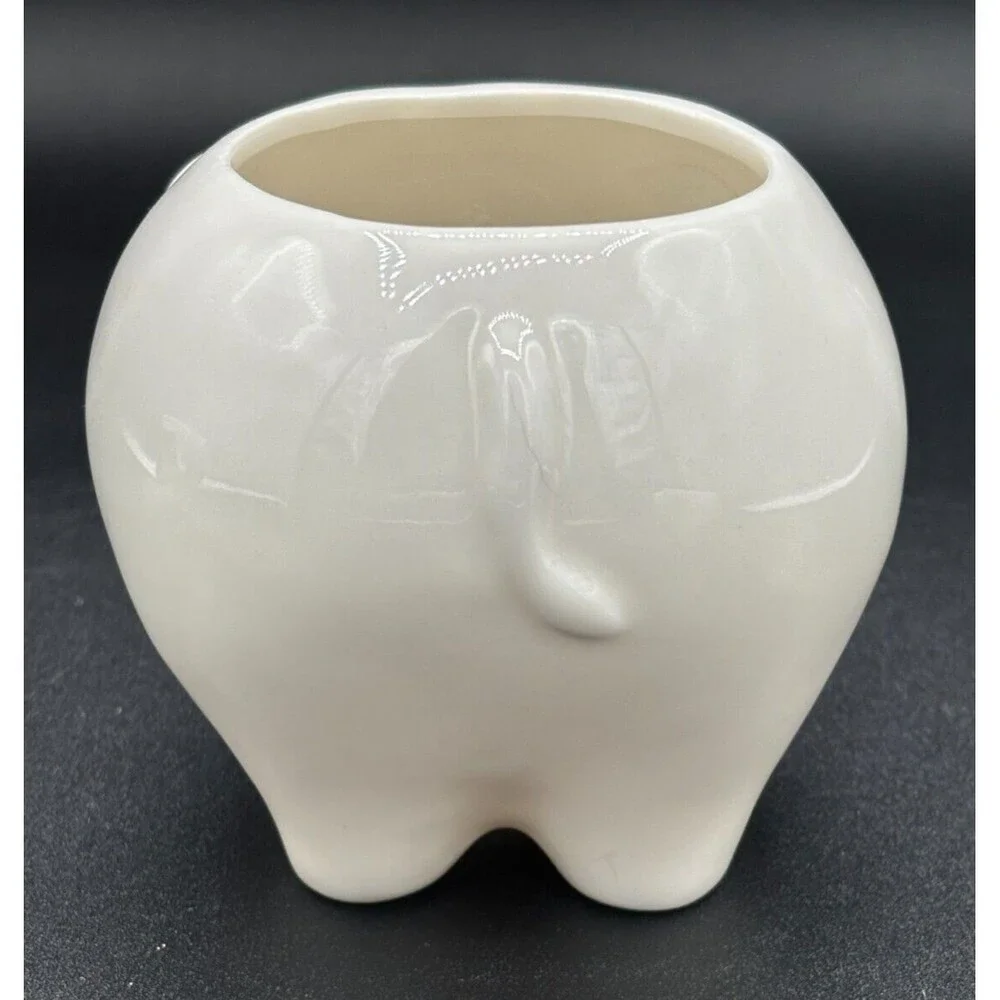 Mini Ceramic Elephant Shaped Planters Pots for Succulents Set of 3‎ Mod White